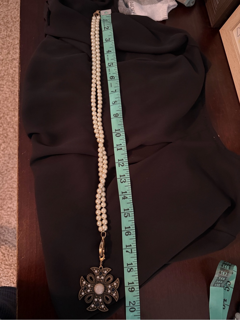 Express Faux Pearl Necklace with Antiqued Gold Floral Medallion - Picture 2 of 2